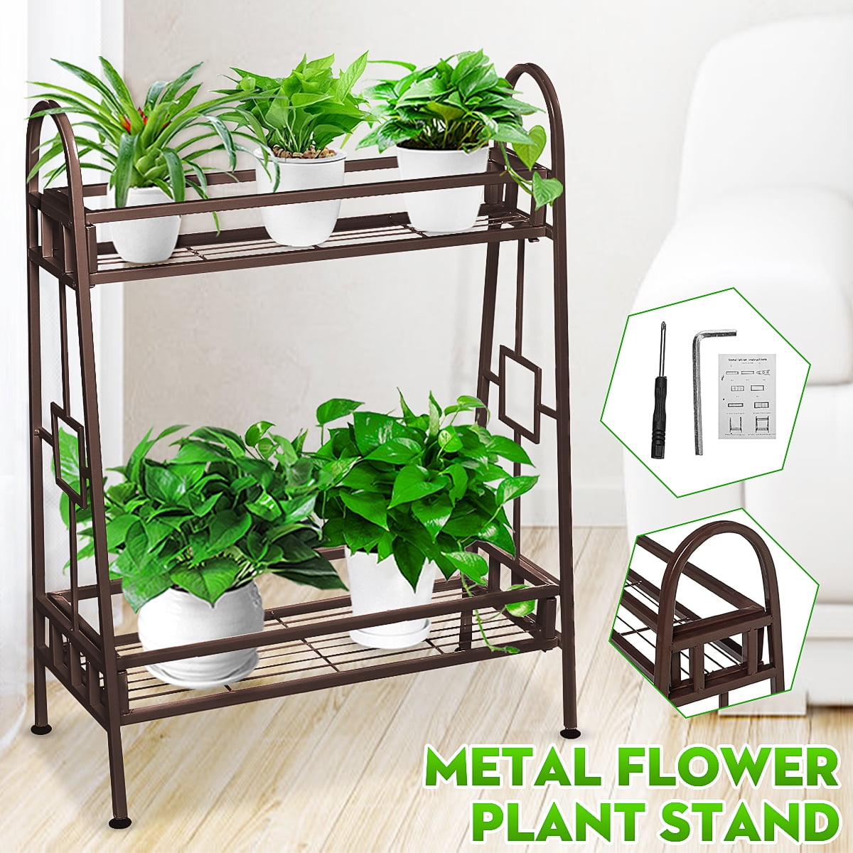 2-Tier Indoor Outdoor Plant Stand Flower Pot Display Rack  Shoe Storage Shelf