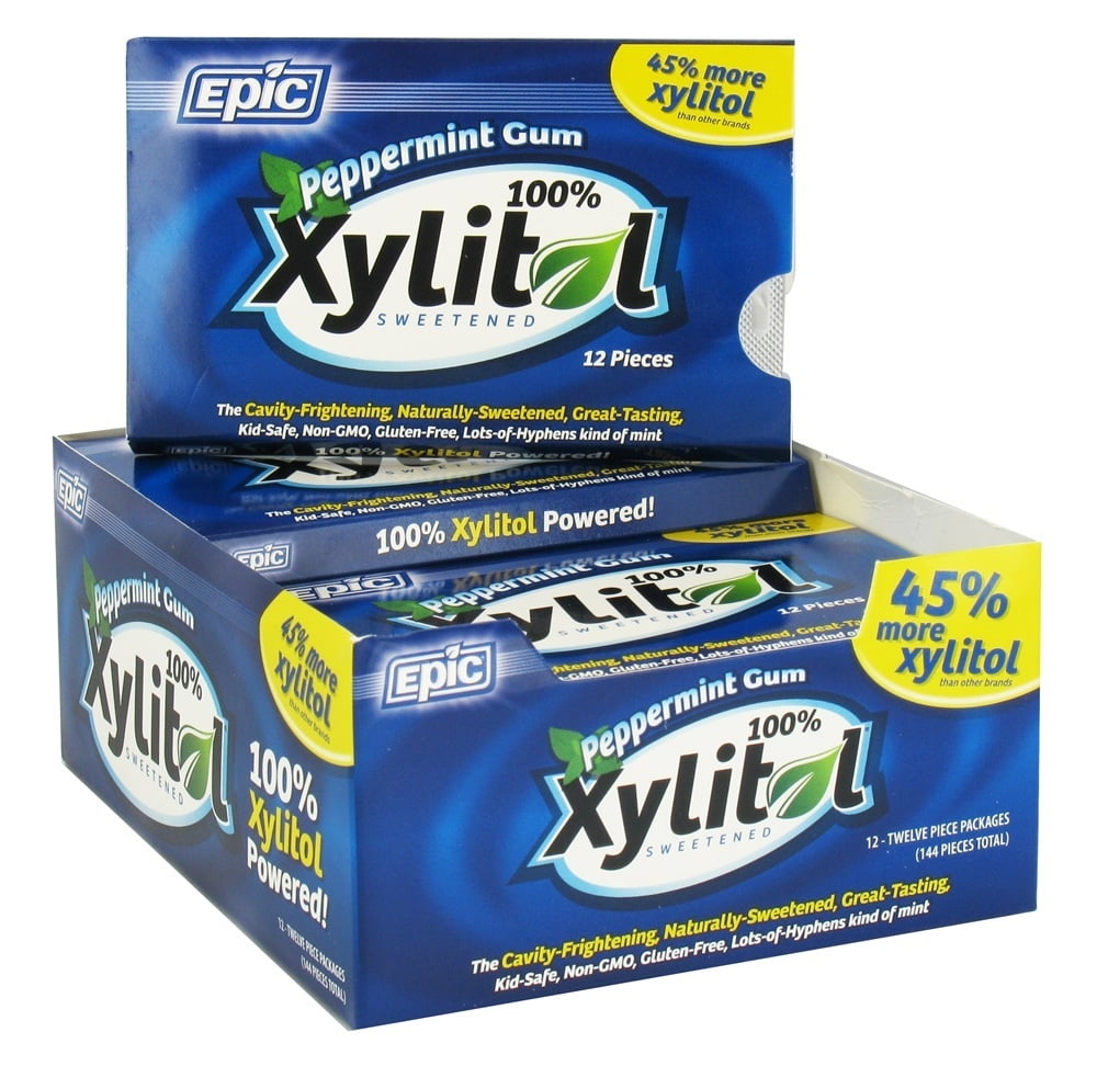 Epic Dental 100% Xylitol Sweetened Gum, Peppermint, 12 Count (Pack of 12) - Walmart.com