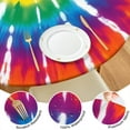 thumbnail image 4 of Colorful Rainbow Tie Dye Spiral Pattern Round Fitted Tablecloth with Elastic Edge,Dining Table Cover Waterproof,Outdoor Round Tablecloth for Camping,Dining,Indoor and Outdoor, 4 of 7