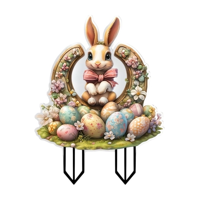 2D Bunny Garden Stake Yard Sign Oesthetic Ornament Decoración de Pascua Decoración de Pascua para bodas Familia de césped