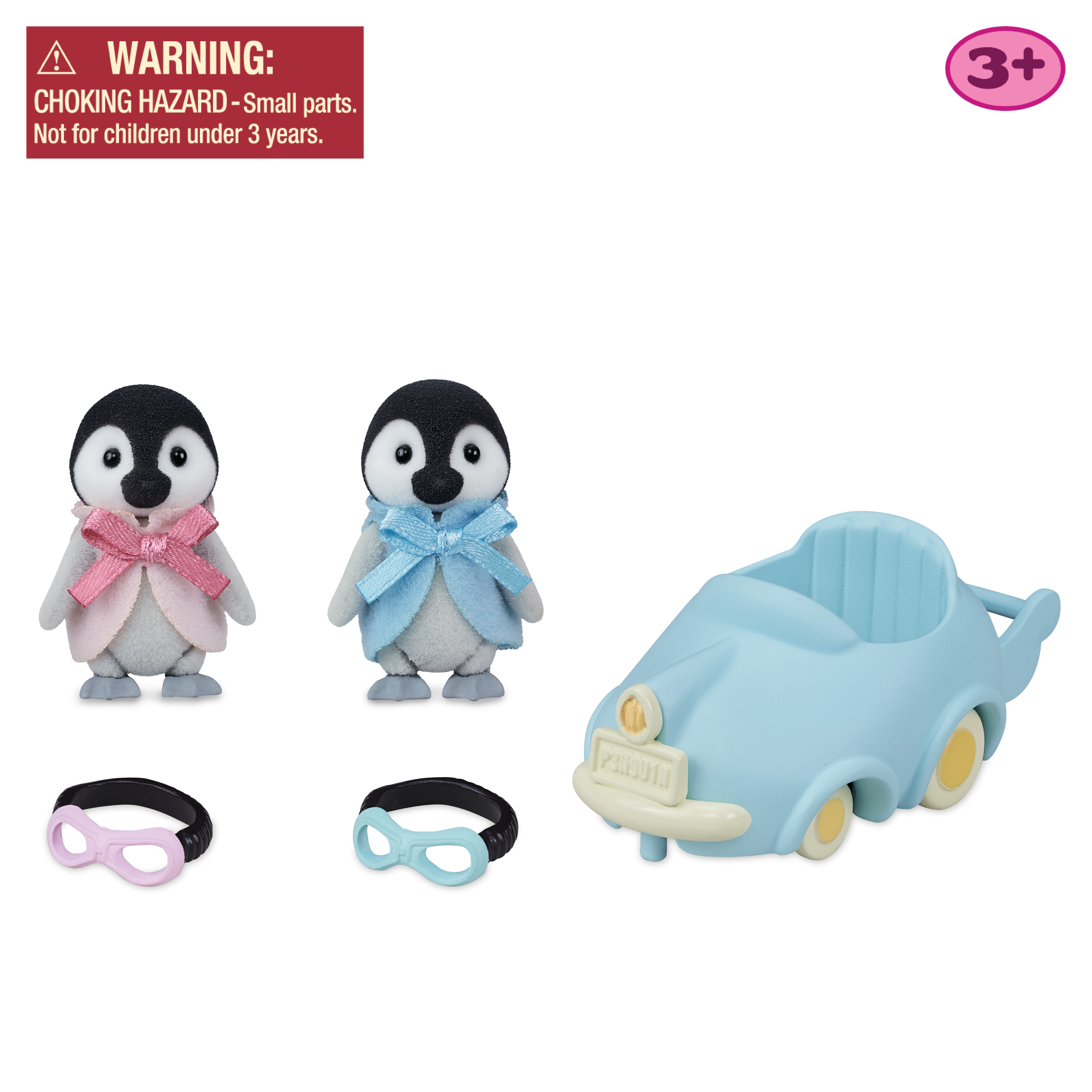 Calico Critters Penguin Babies Ride 'N Play, Set of 2 Collectible Doll Figures with Pushcart Accessory