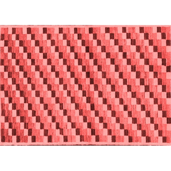 Ahgly Company Machine Washable Indoor Rectangle Checkered Red Modern Area Rugs, 8' x 12'