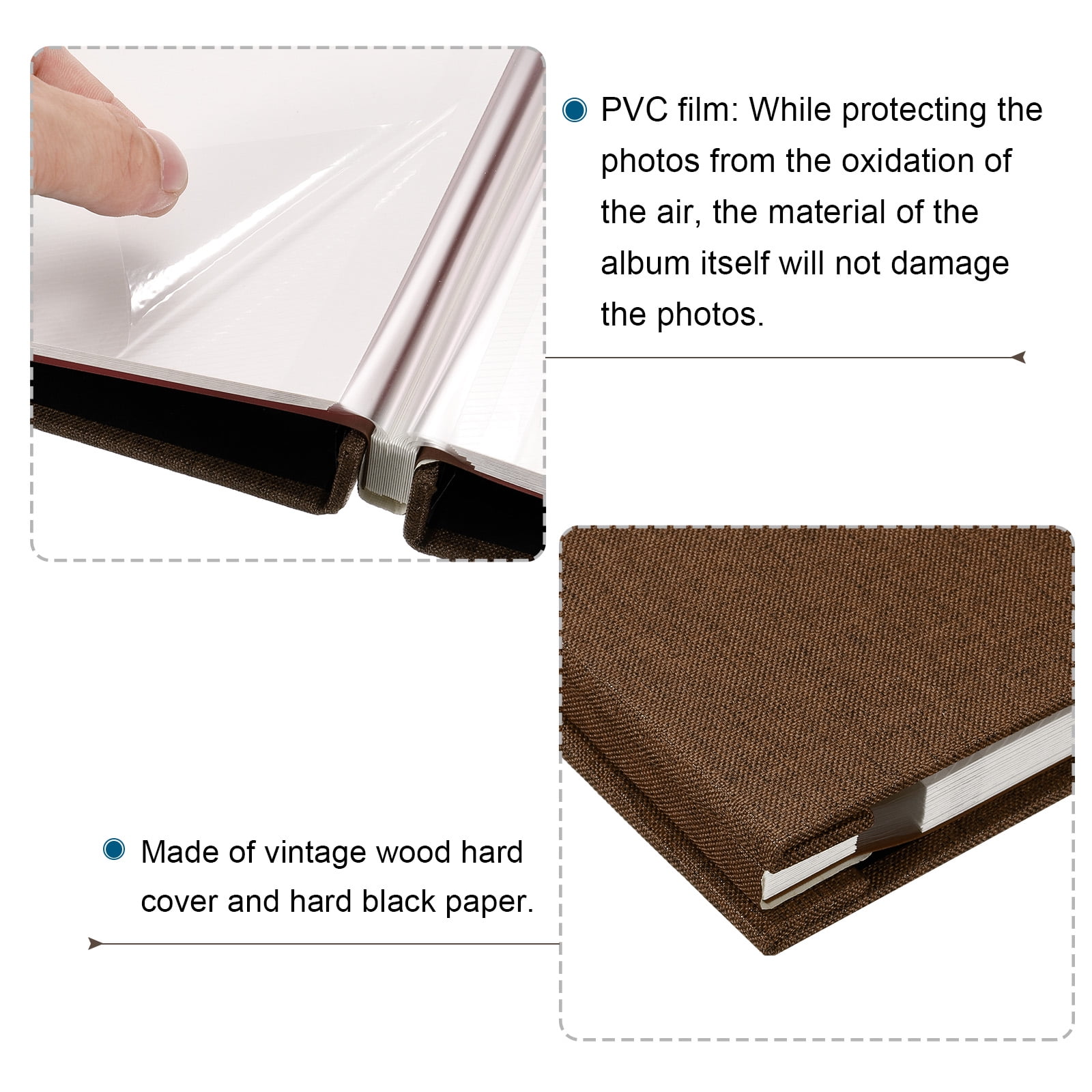 Uxcell Scrapbook Album, Self Adhesive Photo Album, DIY Memory Book for 4x6 8x10 Picture, Coffee