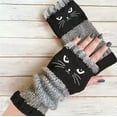 thumbnail image 2 of Cat Embroidery Splicing Knitted Gloves Warm Gloves Fashion Leaky Finger Casual Women's Glove, 2 of 3