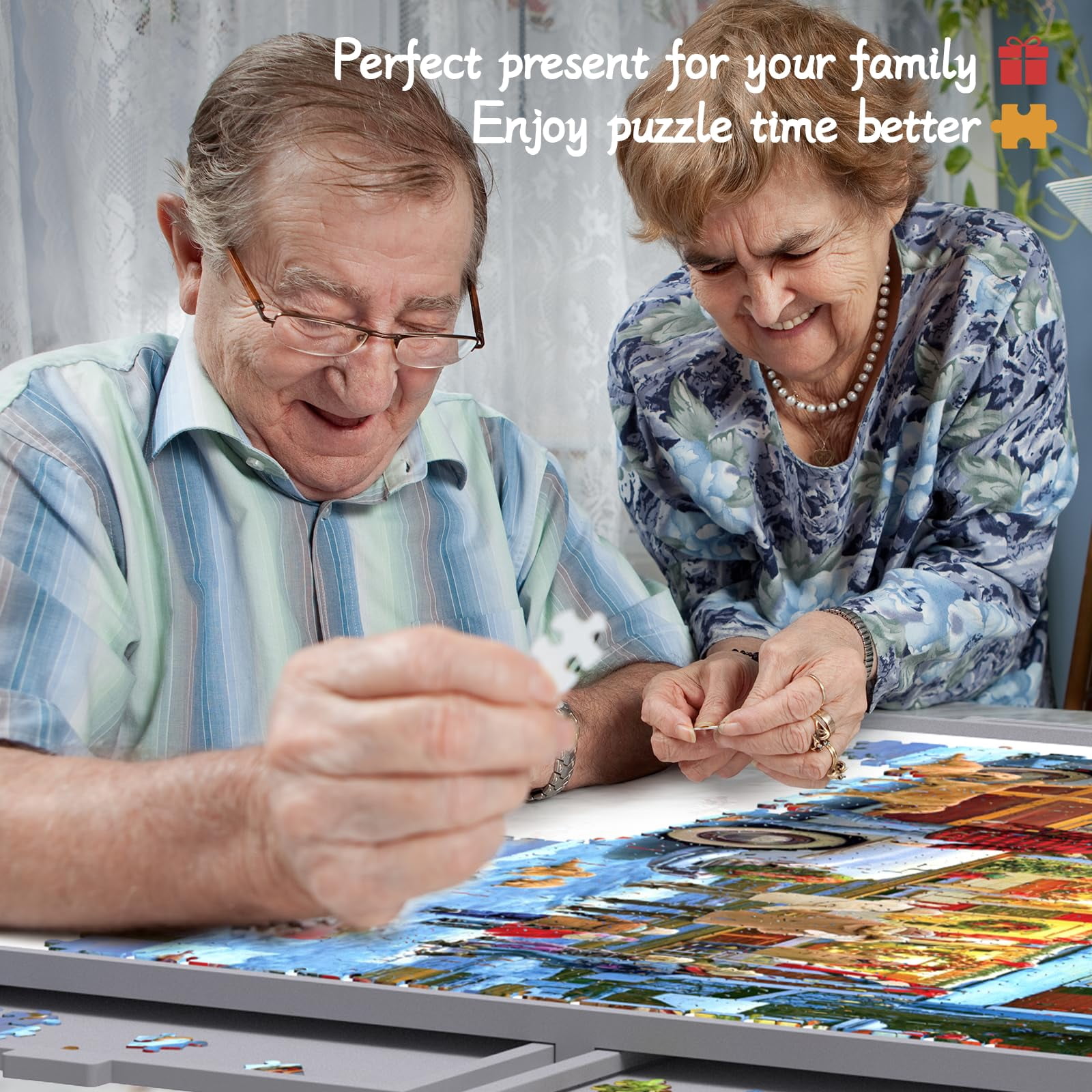 Puzzle Board 1500 Pieces, Portable Jigsaw Puzzle Tables for Adults with Drawers, Jigsaw Table with with Adjustable Tilting Stand