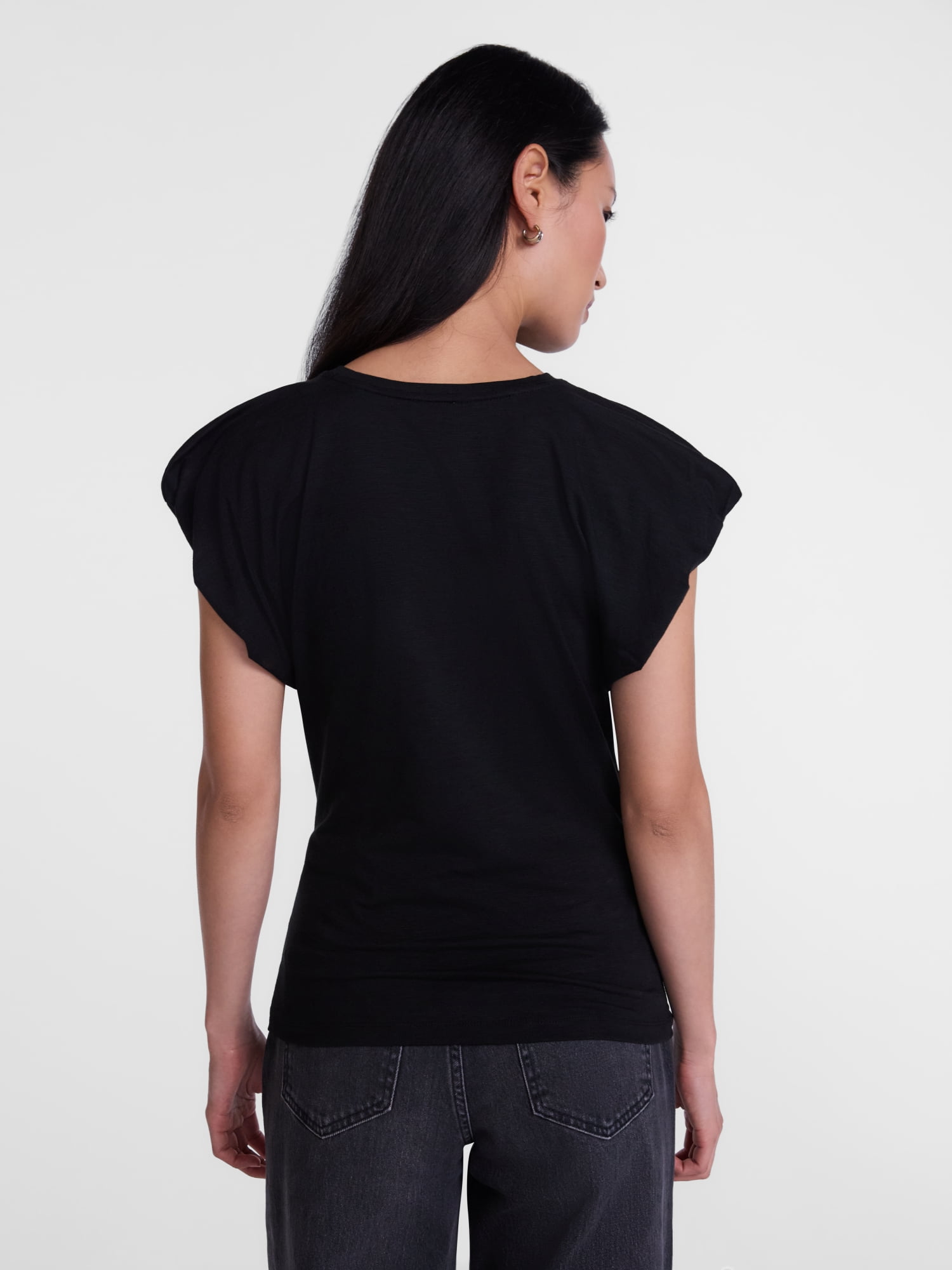 Scenario Women's and Women's Plus Tee with Short Bubble Cap Sleeves, Sizes XS-4X