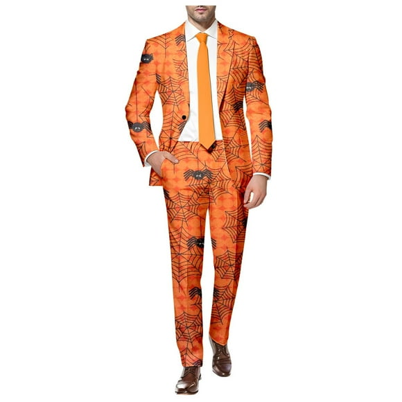 Men's Halloween Suit Jacket Pant Set Formal Party Outfit Stylish Trouser Combo for