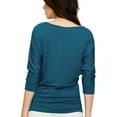 thumbnail image 5 of Made by Johnny Women's Boat Neck 3/4 Sleeve Draped Dolman Top with Side Shirring Premium Shirt XXL TEAL, 5 of 6