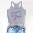 thumbnail image 5 of Camiseta sin mangas con estampado de letras para mujer, ideal para el verano: camiseta informal de cuello redondo con ajuste en el pecho, ideal para el día a día, 5 of 5