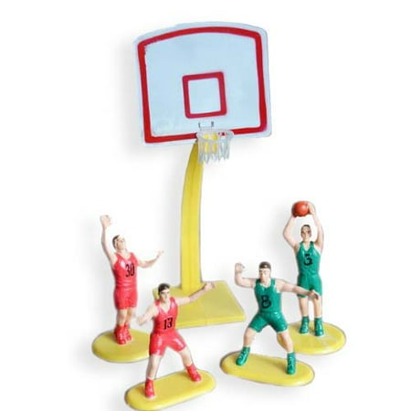 Ball Topper - Basketball Team Cake Topper 4 Players and Hoop