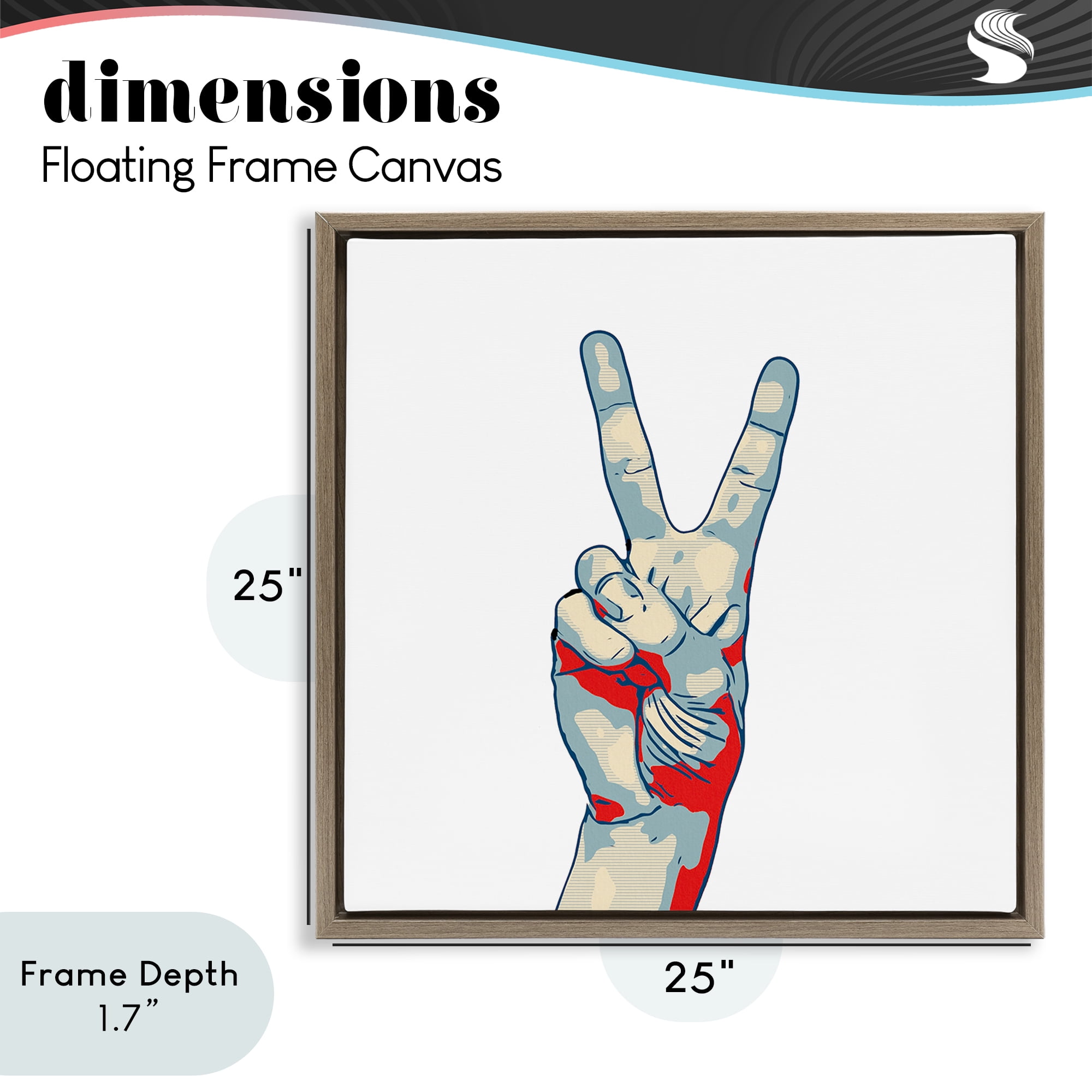 Stupell Industries Pop Style Peace Gesture Brown Framed Floater Canvas Wall Art, design by Kim Curinga