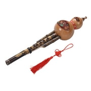 Carevas Black Bamboo Hulusi Gourd Flute Handmade Chinese Ethnic Instrument Key of C for Beginners Lovers with Case