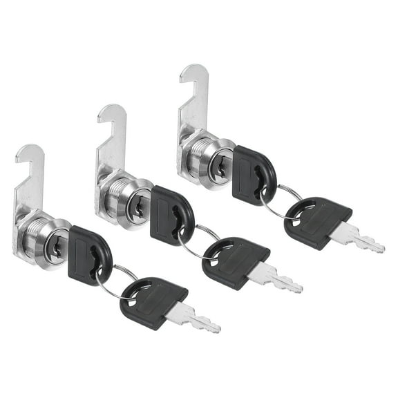 Uxcell Cabinet Drawer Lock with Keys 3 Pcs 5/8" (16mm) Keyed Zinc Alloy Security Lock Cylinder Cam for Door Cupboard Silver