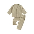 thumbnail image 1 of xiaxaixu Baby Boy Fall Outfits Long Sleeve Solid Color Button Up Shirt + Pants Set Toddler Clothes, 1 of 9