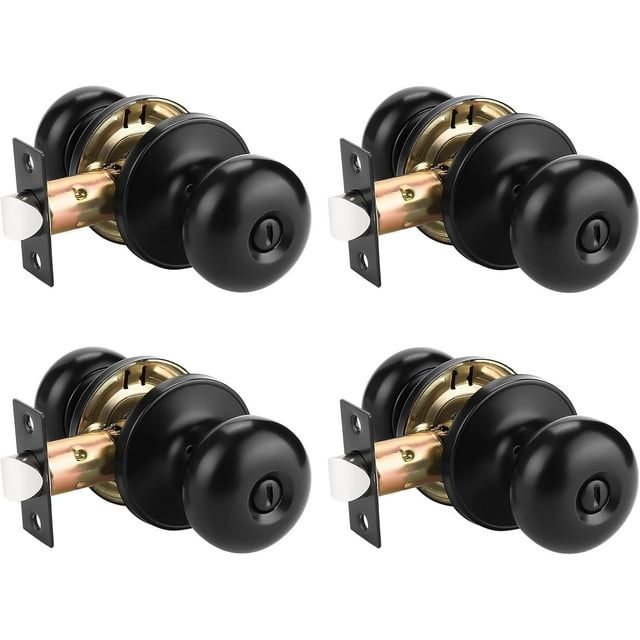 Matte Door Knob Passage Function Passage Door Knob for Hall and Closet Door Lockset NonLocking Round Ball Doorknob Colonial Style Door Handle Knob Left and Right Open