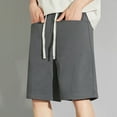 thumbnail image 1 of AherBiu Plus Size Mens Shorts Drawstring Stretch Waist Regular Fitted Casual Gym Shorts with Pockets Beach Running Shorts, 1 of 8