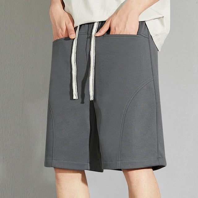 AherBiu Plus Size Mens Shorts Drawstring Stretch Waist Regular Fitted Casual Gym Shorts with Pockets Beach Running Shorts