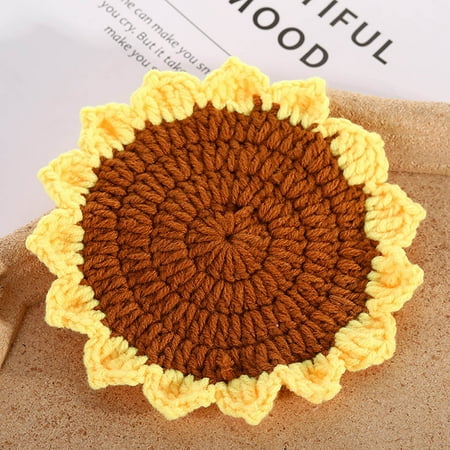 

Yinguo Cup Mat Cute Flowers Knitted Handmade Thick Winter Potholder