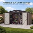 thumbnail image 3 of Vyrox 10x10 FT Metal Outdoor Storage Shed, Heavy Duty Steel Garden Tool Shed with Lockable Doors & Sloping Roof for Backyard, Patio, Lawn, Brown, 3 of 7