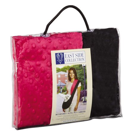 Reversible Sling Pet Carriers — Brightly Colored Polyester Over-the-Shoulder Carriers for Small Dogs, Black and Pink, Exclusive design loops over one.., By East Side Collection
