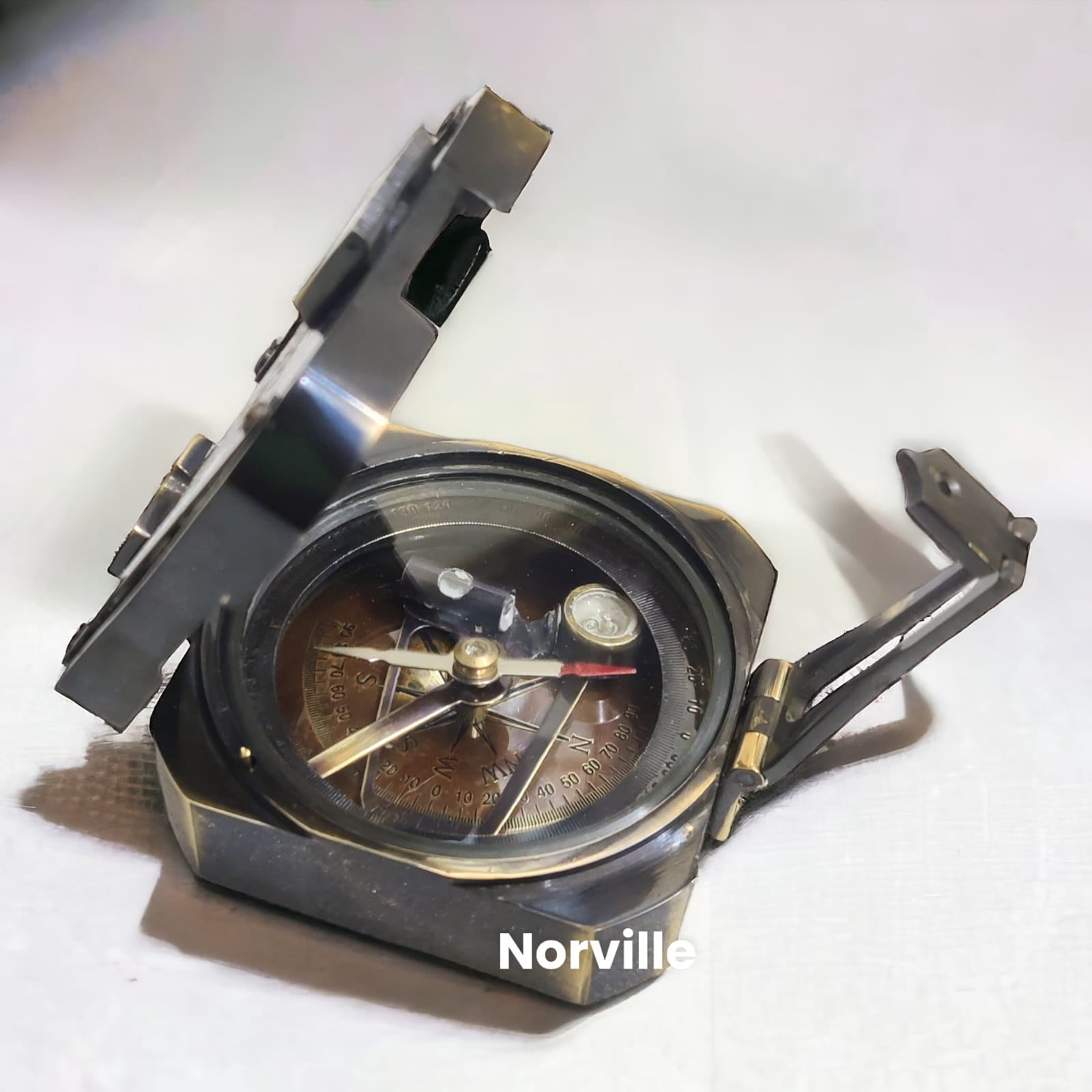 Kelvin & Hughes Brass Brunton Compass – Vintage Sine Compass for Outdoor Navigation, Hiking Tool