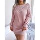 thumbnail image 2 of Vestido suéter ajustado con hombros descubiertos Mini linterna Mangas largas Vestidos de punto para mujer Rosa L, 2 of 8