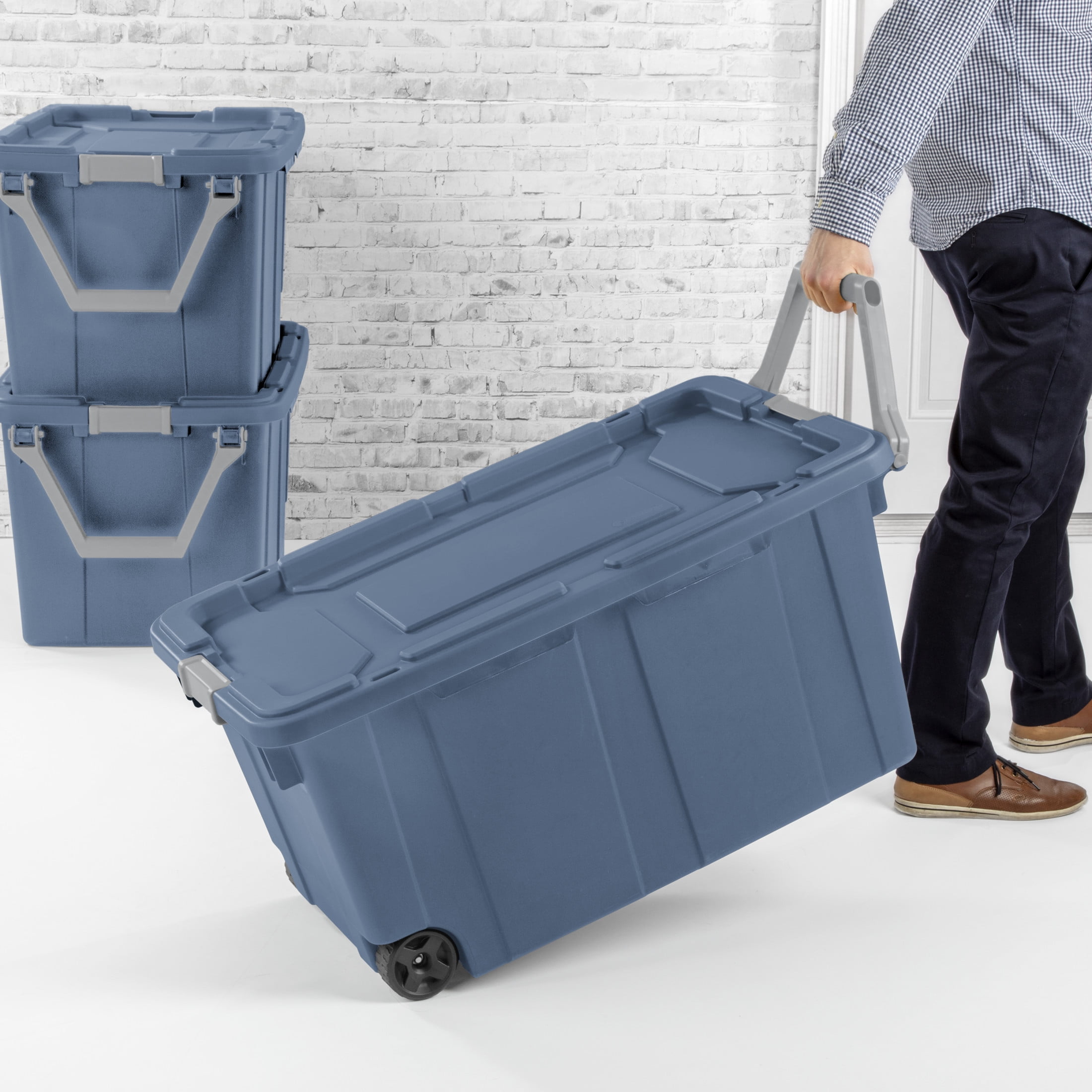 Sterilite 40 Gallon Wheeled Industrial Tote, Rugged Plastic