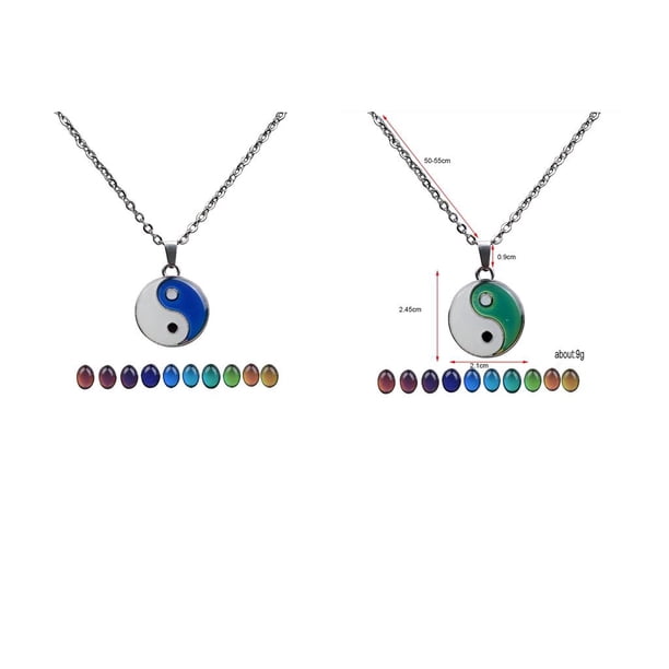 2 piezas de collar colgante de para mujeres, hombres, pareja, cambio de color, de joyería Yuyangstore Collar de cambio de humor