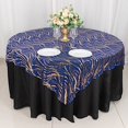 thumbnail image 3 of BalsaCircle 72x72 in Royal Blue Gold Wavy Embroidered Sequined Tulle Square Table Overlay Party Events Decorations Supplies, 3 of 8