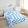thumbnail image 4 of Erosebridal Checkered Gingham Bedding Queen Comforter Set, Blue Buffalo Down Comforter, Rectangle Geometry Decor, 3-Piece, 4 of 8