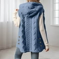 thumbnail image 4 of Long Vest for Women Sleeveless Cable Knit Open Front Cardigan Oversized Sherpa Vest Jacket Button Hooded Sweater Coat, 4 of 6