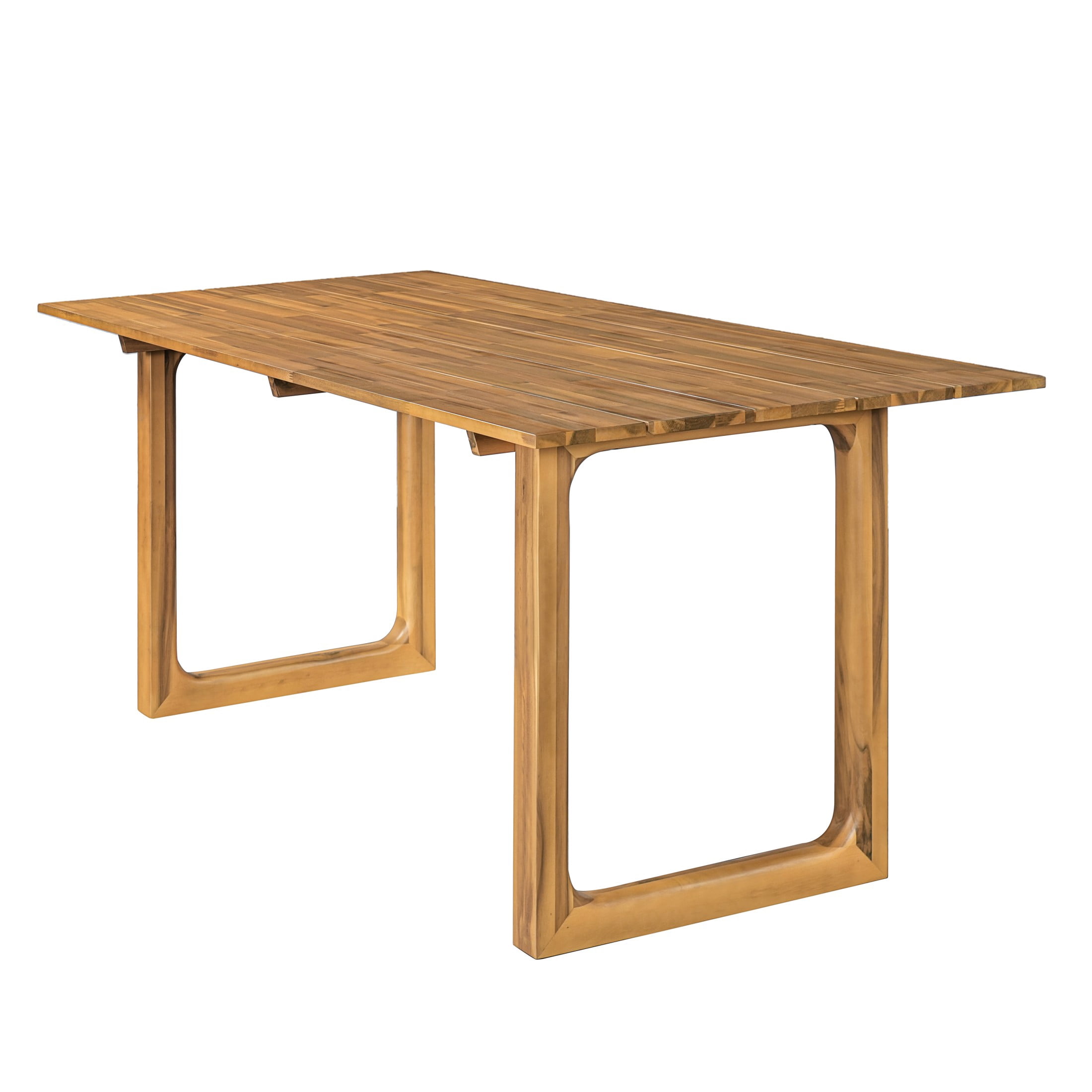 Christopher Knight Home Outdoor Dining Table, Solid Acacia Wood Slatted Patio Table, Teak Finish