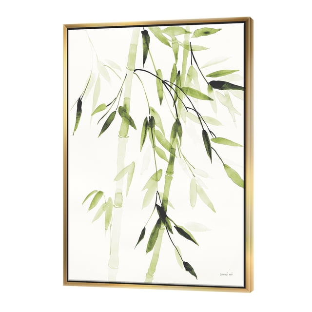 Designart - Simplist Bamboo Leaves II - Lake House Framed Canvas