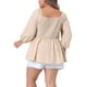 thumbnail image 3 of Blusa Peplum con Escote Corazón y Mangas 3/4 Talla Grande Color Durazno Claro 4X, 3 of 6