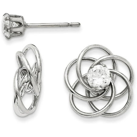 - CZ 14kt White Gold Fancy Knot Stud Earring Jackets