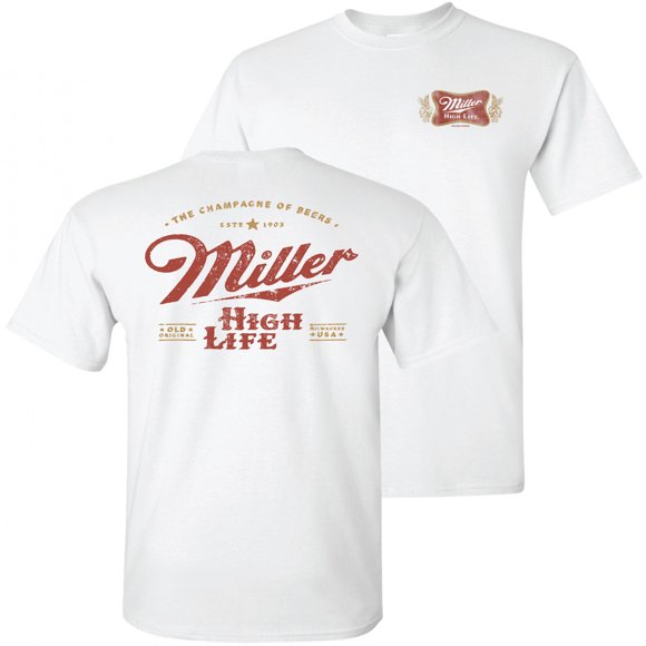 Miller High Life Champagne of Beers Crest Front and Back Print T-Shirt-Small