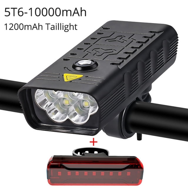 10000mAh Front Bike Light 5T6 3000 Lumens Bicycle Light USB Rechargeable Powerful Flashlight MTB Lamp LED Headlight Rear Light ,Powerful Illumination