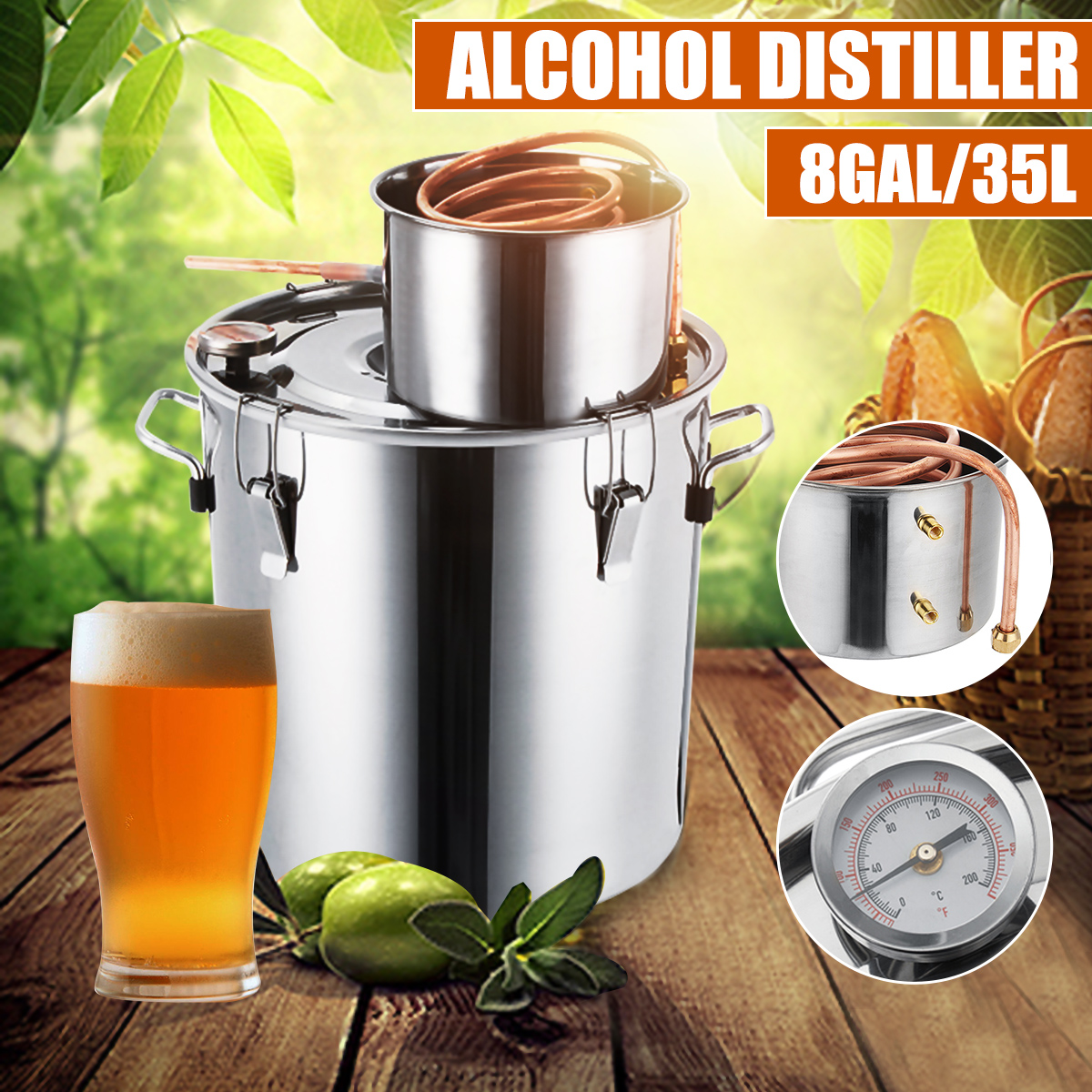 8GAL /35L Boiler Distiller Distilled Alcohol Beer Wine Water Moonshine