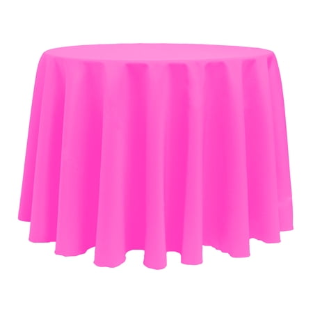 Ultimate Textile (2 Pack) 102-Inch Round Polyester Linen Tablecloth - for Wedding Restaurant or Banquet use Neon Pink