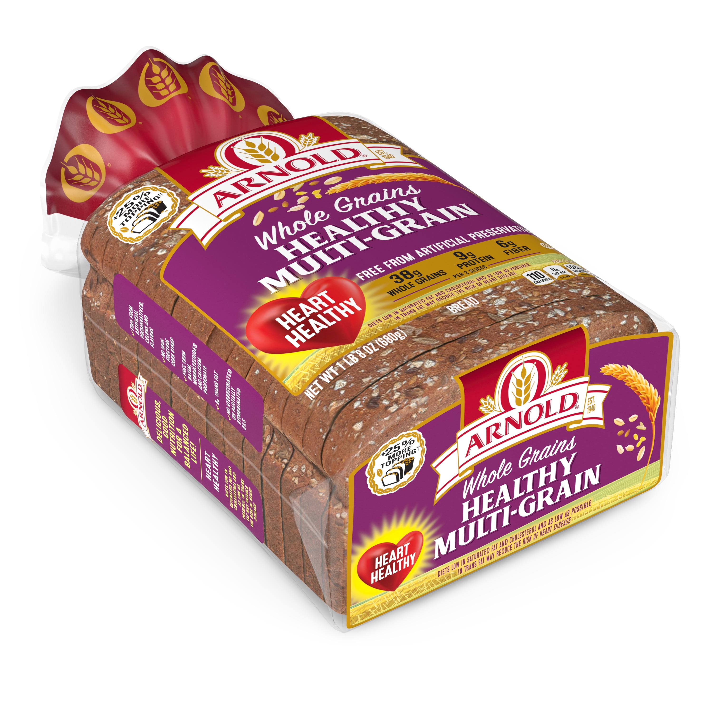 Arnold Whole Grains Healthy Multi Grain Bread Loaf, 24 Oz - Walmart.com