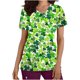 thumbnail image 2 of Fiudx Liquidación de Ahorros de Verano Blusa de Manga Corta con Cuello En V para Mujer, Blusa con Bolsillos Estampados para El Día de San Patricio, Enfermería, 2 of 5