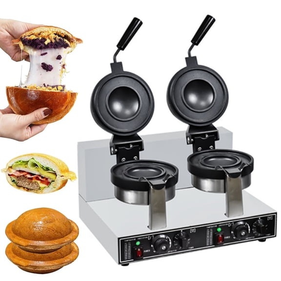 Double Head Burger Waffle Maker, Ice Cream Burger Maker, Commercial Nonstick Hamburger Sandwich Press Baking, Time & Temperature Control