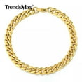 thumbnail image 4 of 7mm Gold Stainless Steel Bracelet & Necklace Jewelry Set Cuban Curb Chain, 4 of 5