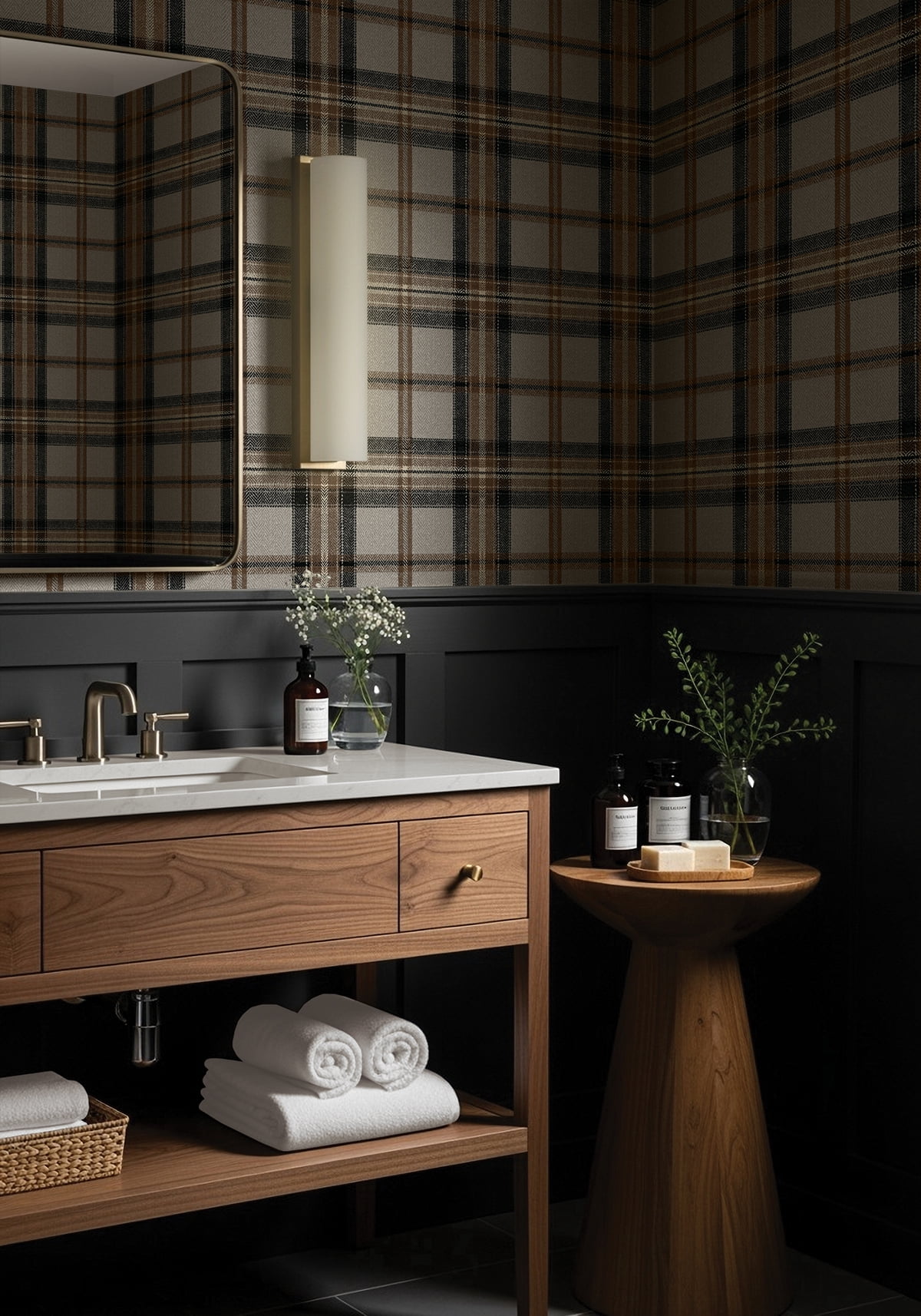 Harry & Grace Cliffside Herringbone Plaid Premium Matte Non-Woven Peel and Stick Wallpaper - 20.5 in. W x 18 ft. L Roll