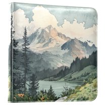 FORMRS 3 Ring Photo Album 4"x6" Self Adhesive Large Capacity PU Leather Cover, Watercolor Mountatin
