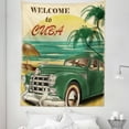 thumbnail image 1 of Tropical Tapestry, Nostalgic Welcome to Cuba Print Classic Car Beach Ocean Palm Trees, Fabric Wall Hanging Decor for Bedroom Living Room Dorm, 5 Sizes, Green Cream Yellow, by Ambesonne, 1 of 1