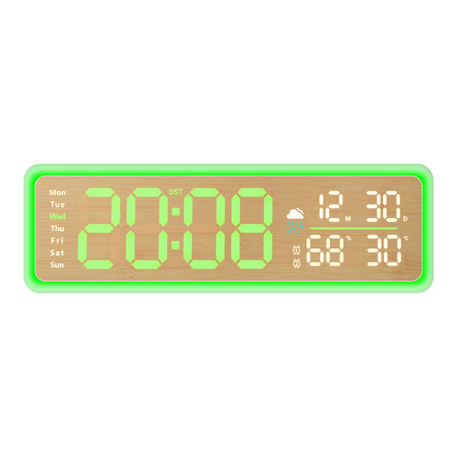 4.80*15.43in Standing Digital Alarm Clock with Large Time Readout,Decorative Display Lighting Rectangular Plastic Housing Yellow