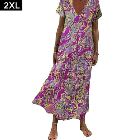 

Viugreum Women V Neck Short Sleeve Loose Dress