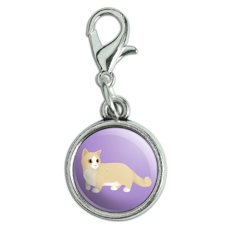 Munchkin Cat Antiqued Bracelet Pendant Zipper Pull Charm with Lobster Clasp