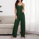 thumbnail image 3 of Ropa de hogar para mujer Tirantes finos Cuello en U Top y pantalones con botones Ropa de estar por casa sin mangas de dos piezas Verde S, 3 of 5